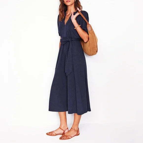 slim fit dress slacks Blue Puffed Sleeve Midi Dress & Reviews - Blue - Dresses main image 1